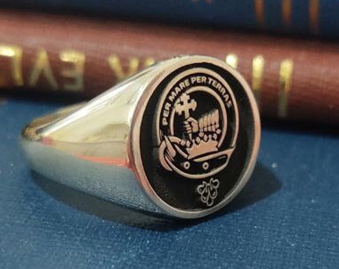 Personalized Clan Logo Signet Rings - Custom Family Crests, Coat of Arms, Graduation Designs - Gold or Silver