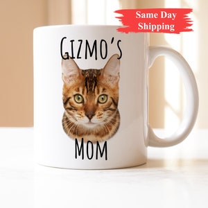 Cat Mom Mug, Personalized Cat Coffee Mug with Custom Cat Picture, Cat Photo Mug, Cat Mama Mug, Pet Photo Mug, Cat Face Mug