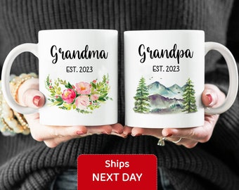 Pregnancy Announcement to Grandma and Grandpa Mug, Baby Reveal to Parents Coffee Cup, Custom New / Future / First Time Grandparents Gift