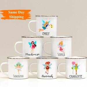 Fairy Girl Kids Mug, Custom Child Name Unbreakable Shatterproof Cup, 11oz Hot Chocolate Mug, Toddler-Girl Party Favor, Christmas Gift