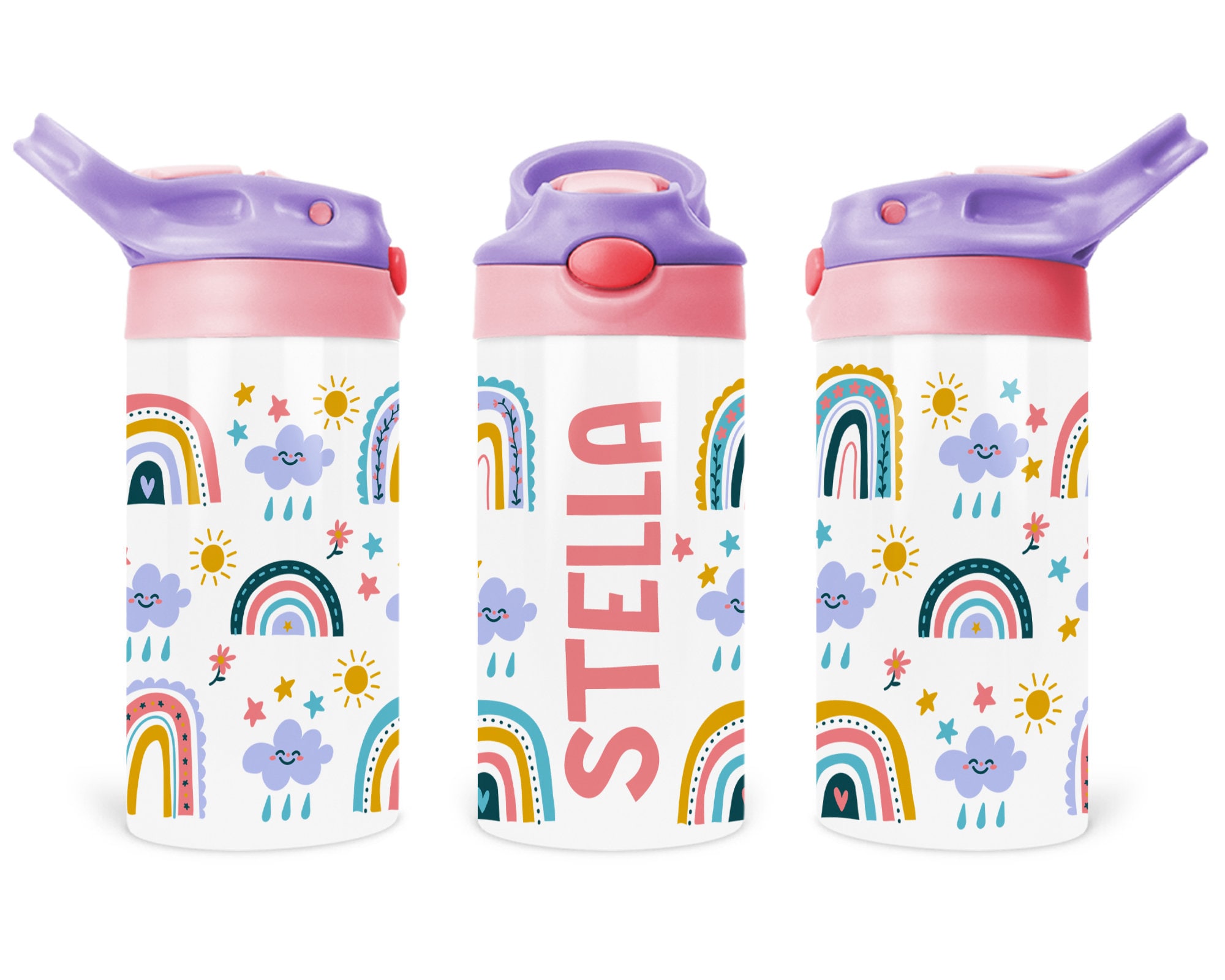 Custom Kids Water Bottle, Personalized Toddler Tumbler with Name, Children Back to School Thermos / Stainless Steel Cup for Boy and Girls