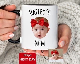 Mug personnalisé avec photo visage de bébé, cadeau fête des mères, tasse à café enfant personnalisée pour papa/maman, tasse avec photo de bébé, tasse de Noël petit-enfant