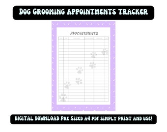 Dog Grooming Appointment Form /  Printable PDF / Appointment Tracker / Pet Groomer / A4 Printable Download / Pet Salon / Small Business form