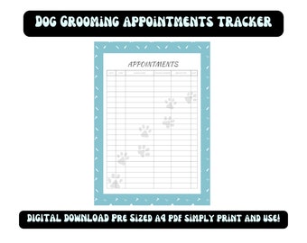 Dog Grooming Appointment Form /  Printable PDF / Appointment Tracker / Pet Groomer / A4 Printable Download / Pet Salon / Small Business form