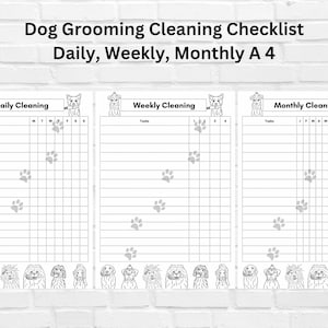 Dog Grooming Cleaning Checklist /  Printable PDF / Daily Weekly Monthly / Pet Groomer / A4 Printable Download / Pet Salon / Business form