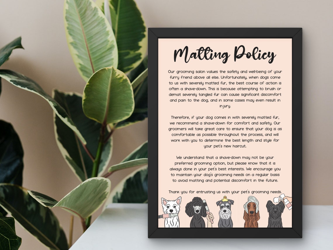 Dog Grooming Matting and Cancellation Policy Bundle Digital Download