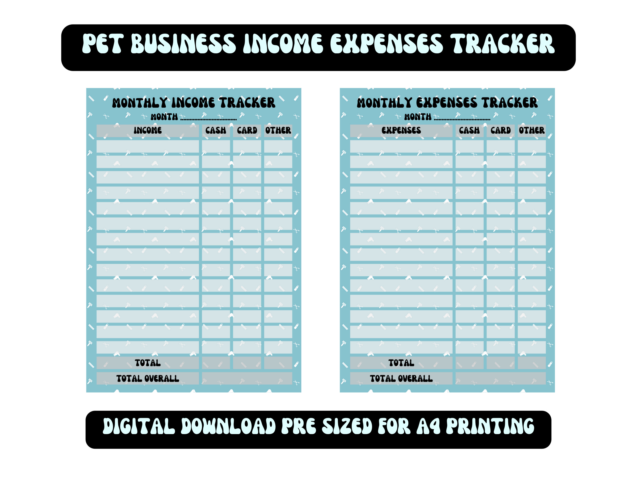 Pet Business Form Finance Tracker / Printable PDF / Income / Expenses ...