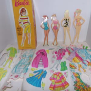 Vintage 1969 Whitman Barbie Paper Magic Dolls with Stay-On Clothes in Org Box