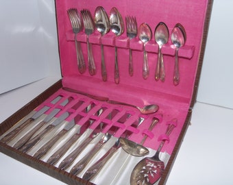 Vintage Silverware Tudor Plate Oneida Community 44 Pieces in Original Box Flatware