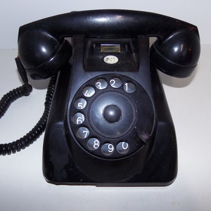 Antique Black PTT Rotary Bakelite Phone Ericsson Receiver Telephone