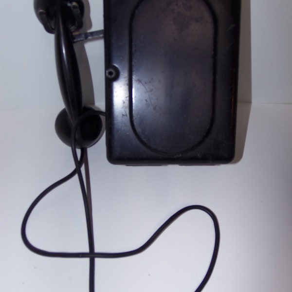 Antique Black TR&S Dan Mac Handset Wall Phone with Bakelite Receiver Box Telephone