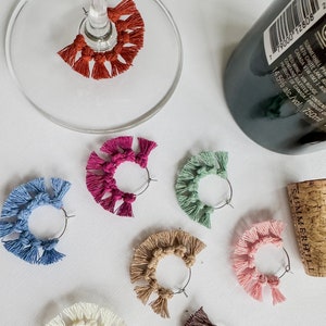 macrame wine charms | wine charms | wine accessories | wineglass charm | boho home | housewarming gift