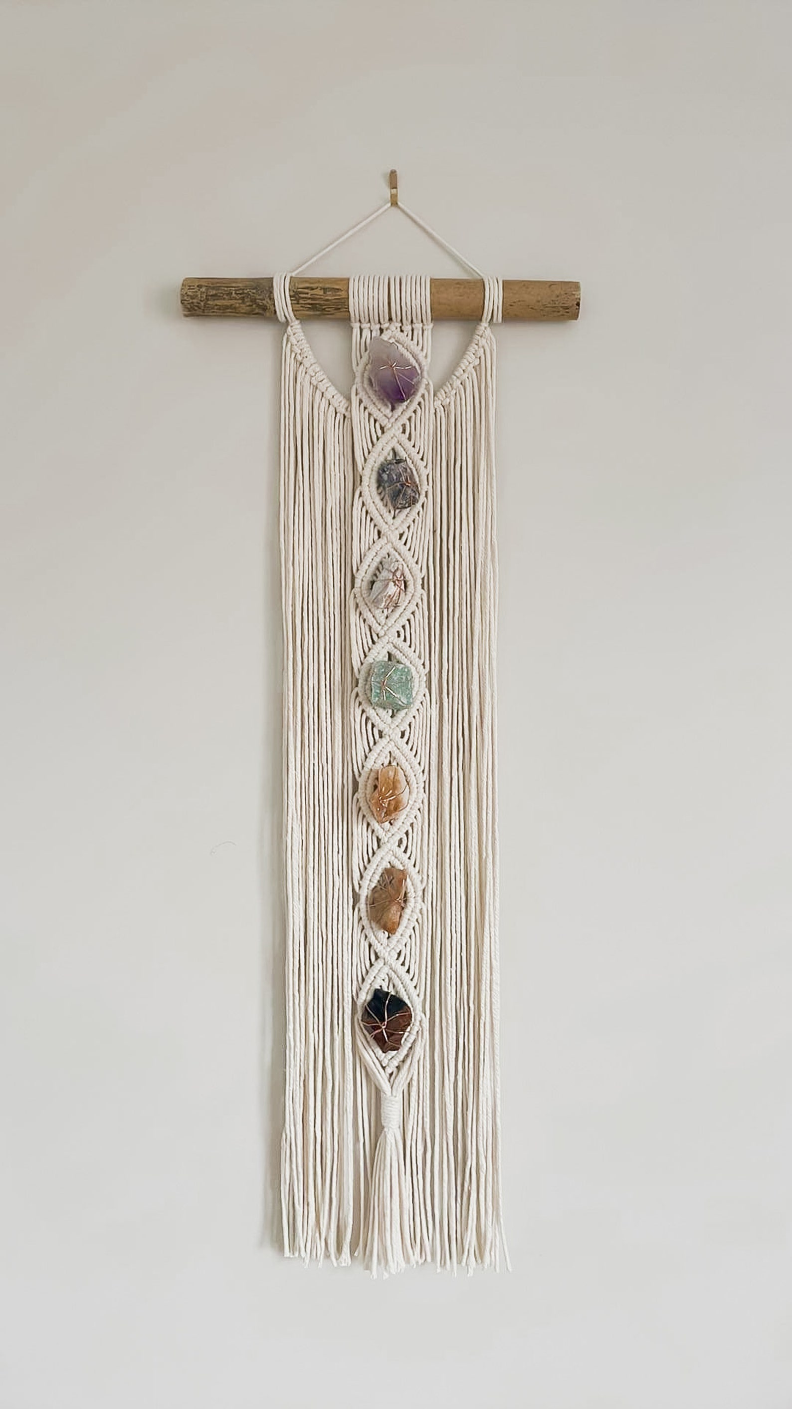 Chakra Macrame Wall Hanging Crystal Wall Hanging Chakrame Etsy Canada