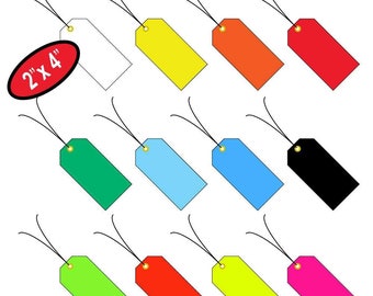 2" x 4" Waterproof 15pt Plastic Tags Multiple Colors (Wired) (50 per order)