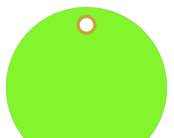 Fluorescent Green Plastic 3" Circle Tags metal eyelet 100/order (15pt plastic)