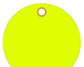 Fluorescent Yellow Plastic 3" Circle Tags metal eyelet 100/order (15pt plastic)