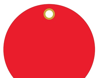 Red Plastic 3" Circle Tags metal eyelet 100/order (15pt plastic)