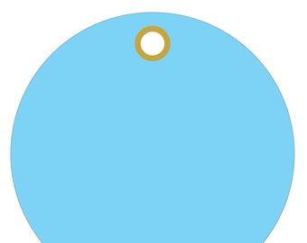 Light Blue Plastic 3" Circle Tags metal eyelet 100/order (15pt plastic)