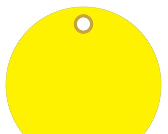 Yellow Plastic 3" Circle Tags metal eyelet 100/order (15pt plastic)