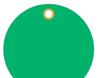 Green Plastic 3" Circle Tags metal eyelet 100/order (15pt plastic)