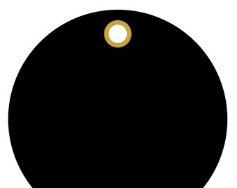 Black Plastic 3" Circle Tags metal eyelet 100/order (15pt plastic)