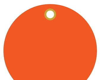 Orange Plastic 3" Circle Tags metal eyelet 100/order (15pt plastic)