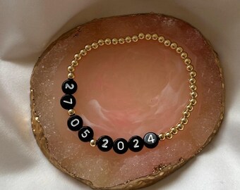 Number bracelet for women, personalised number bead bracelet for her, date bracelet for weddings, anniversaries, birthday gifts