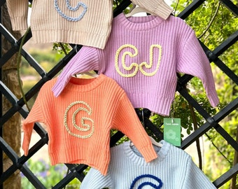 Children’s monogram initial sweater