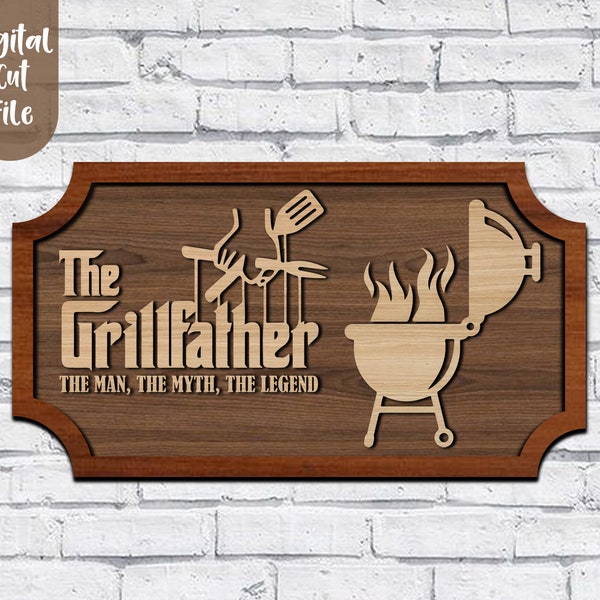 Der Grillfather SVG, The Grillfather Laser Cut Files, Mann, Mythos Legende SVG, Papas Grillfather SVG. Grillfather Laser-Schnitt, digitale Downloads