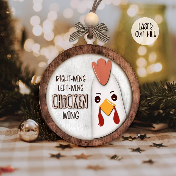 Chicken Funny Ornament, Chicken Christmas Ornament SVG, Glowforge Christmas Ornaments SVG