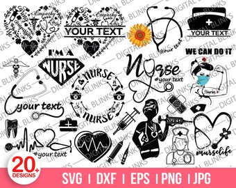 Nurse SVG Bundle, Stethoscope Svg, Nurse Monogram, Nursing, RN, Stethoscope Heart, Floral SVG, Doctor Svg Cut File, Nurse Clipar, Silhouette