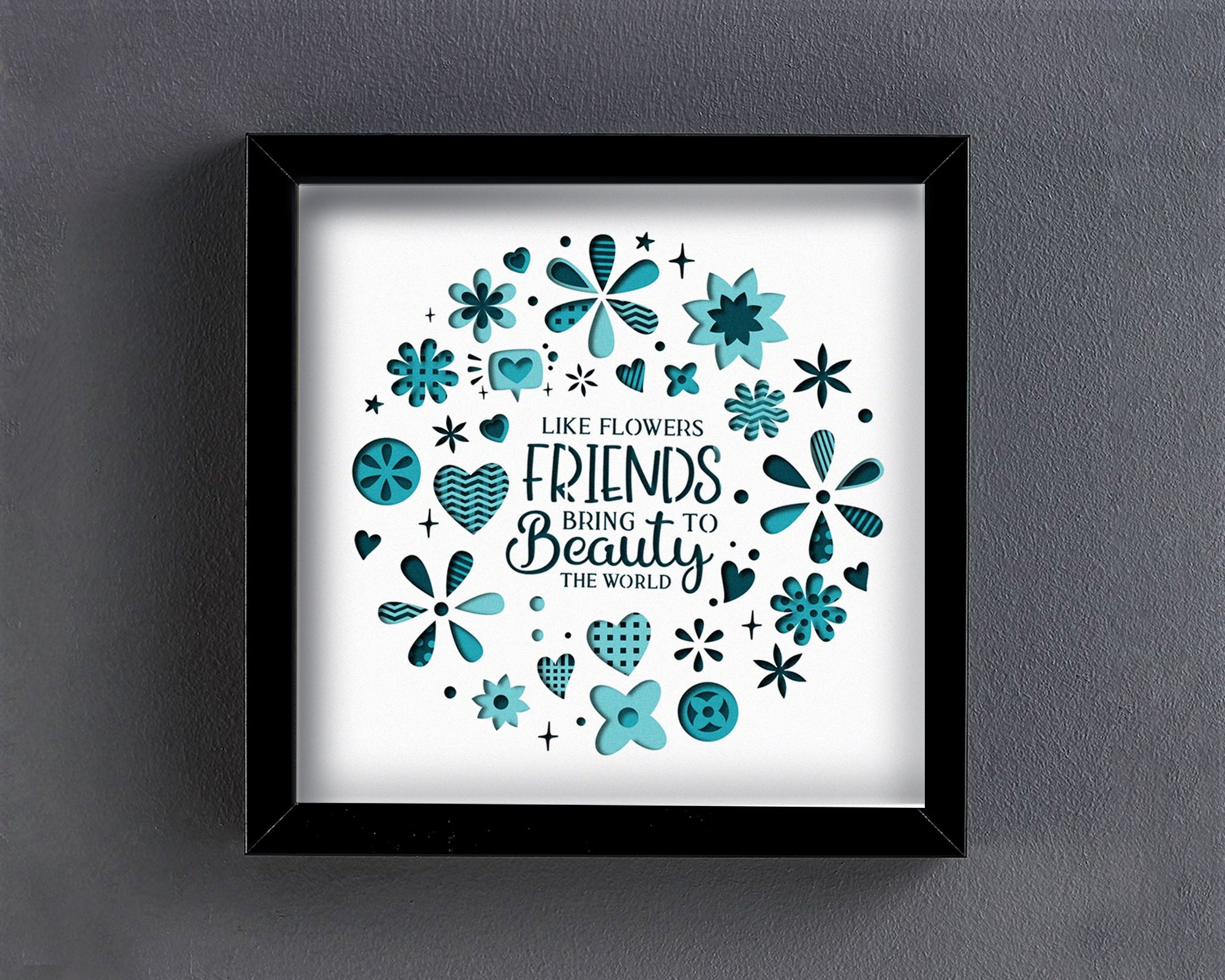 Shadow Box Frame 9x9 Inch SVG Template With and Without Scoring