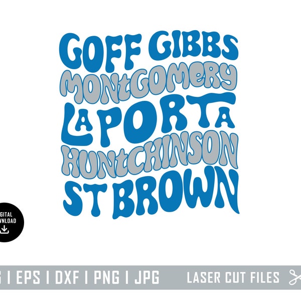 Goff Gibbs SVG, Goff SVG, FootBall SVG, Shirt Design svg, Lions svg,  Digital Downloads Only