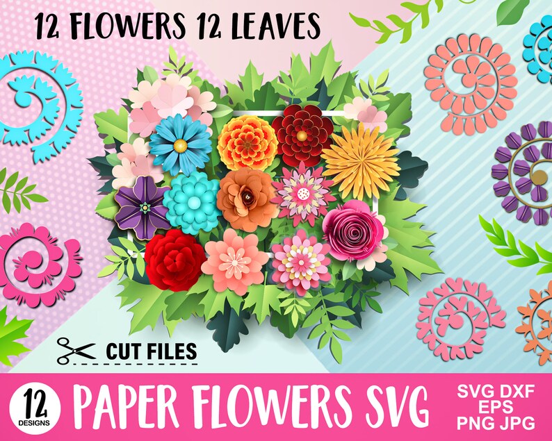 Paper Flower SVG Rolled Flower Svg Template Paper Flower & Etsy
