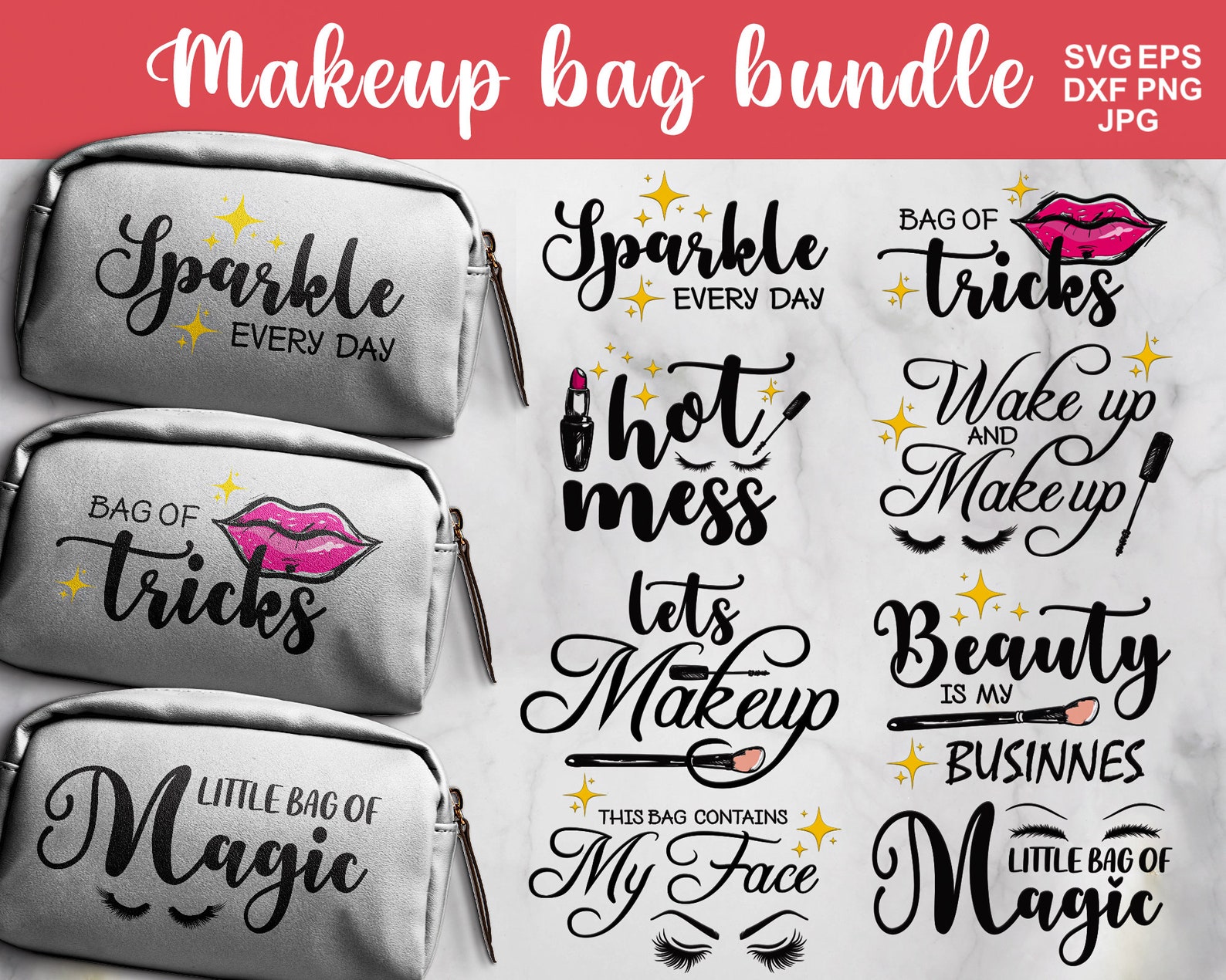 Makeup Bag SVG Makeup Bag SVG Bundle Makeup SVG Makeup Bag Etsy UK