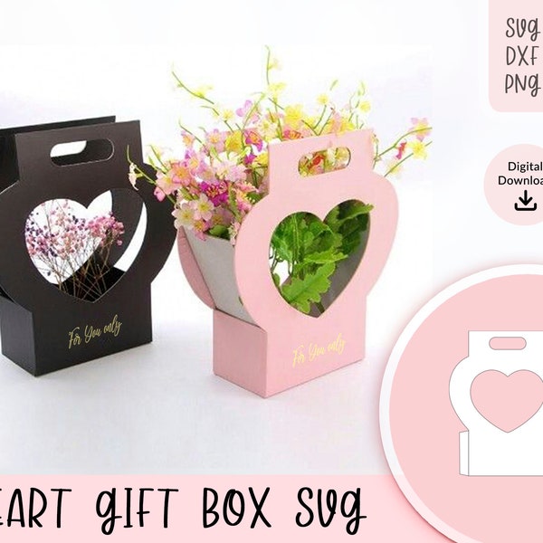 Modello scatola cuore SVG, modello scatola regalo SVG, modello scatola focolare, modello scatola regalo amore Svg, scatola di San Valentino, file di download digitale