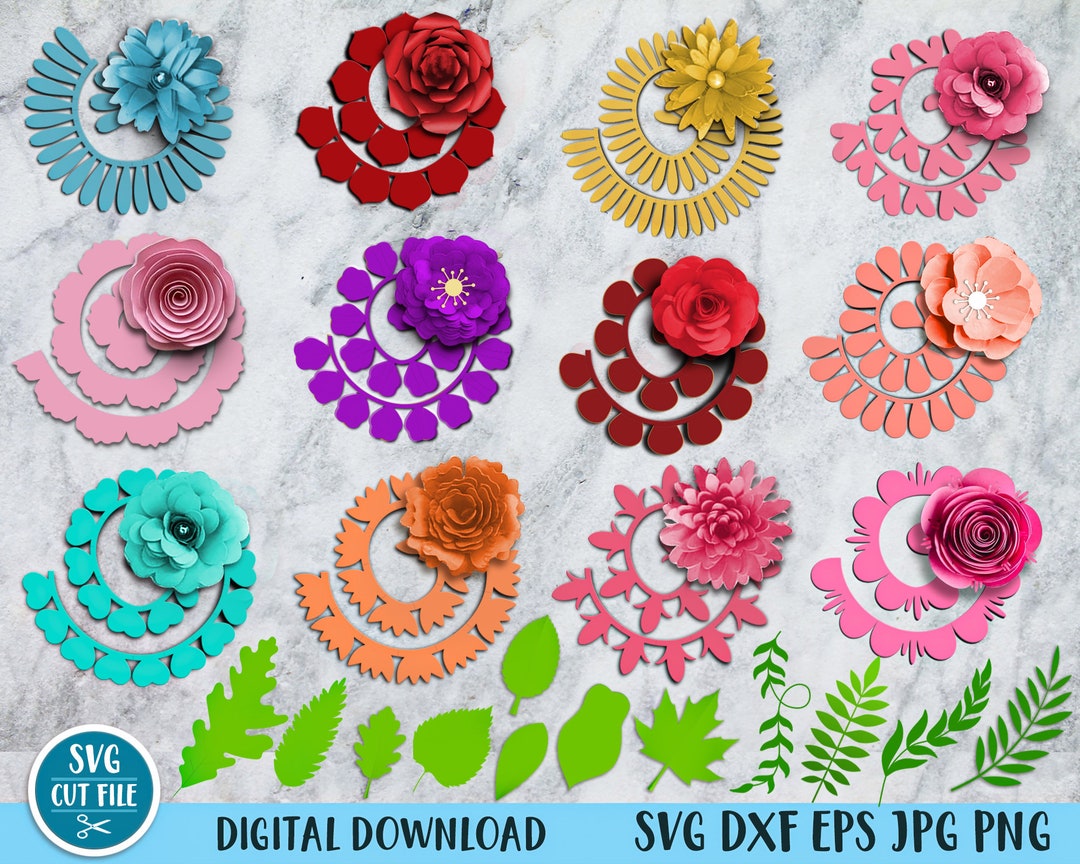Rolled Flower SVG, Rolled Flower SVG, 3d Flower SVG, Paper Flower Svg ...