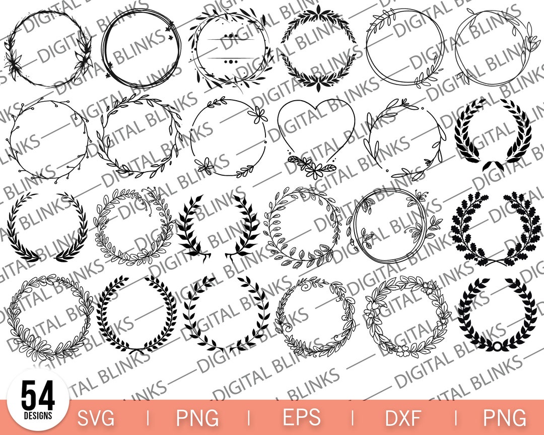 Wreath SVG Bundle, Circle SVG Bundle, Floral Wreath Svg, Heart Laurel ...