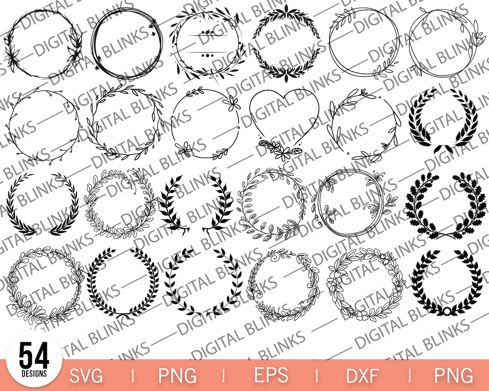 Wreath SVG Bundle Circle SVG Bundle Floral Wreath Svg Heart - Etsy