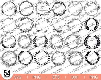 Wreath SVG bundle, circle SVG bundle, floral wreath svg, heart laurel wreath svg, wedding wreath svg, wreath monogram svg circle frame.
