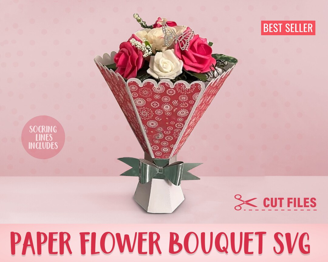 Plantilla GRATIS de Ramo de flores de papel – DIY. Regalo de San Valentín:  Bouquet de rosas – Studywithart
