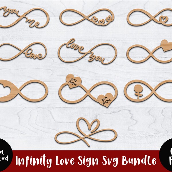 Valentine's Infinity Sign Laser Cut SVG,  Paper Cut Valentine Rose SVG Bundle,  Valentine's Gift SVG, Digital Download Files