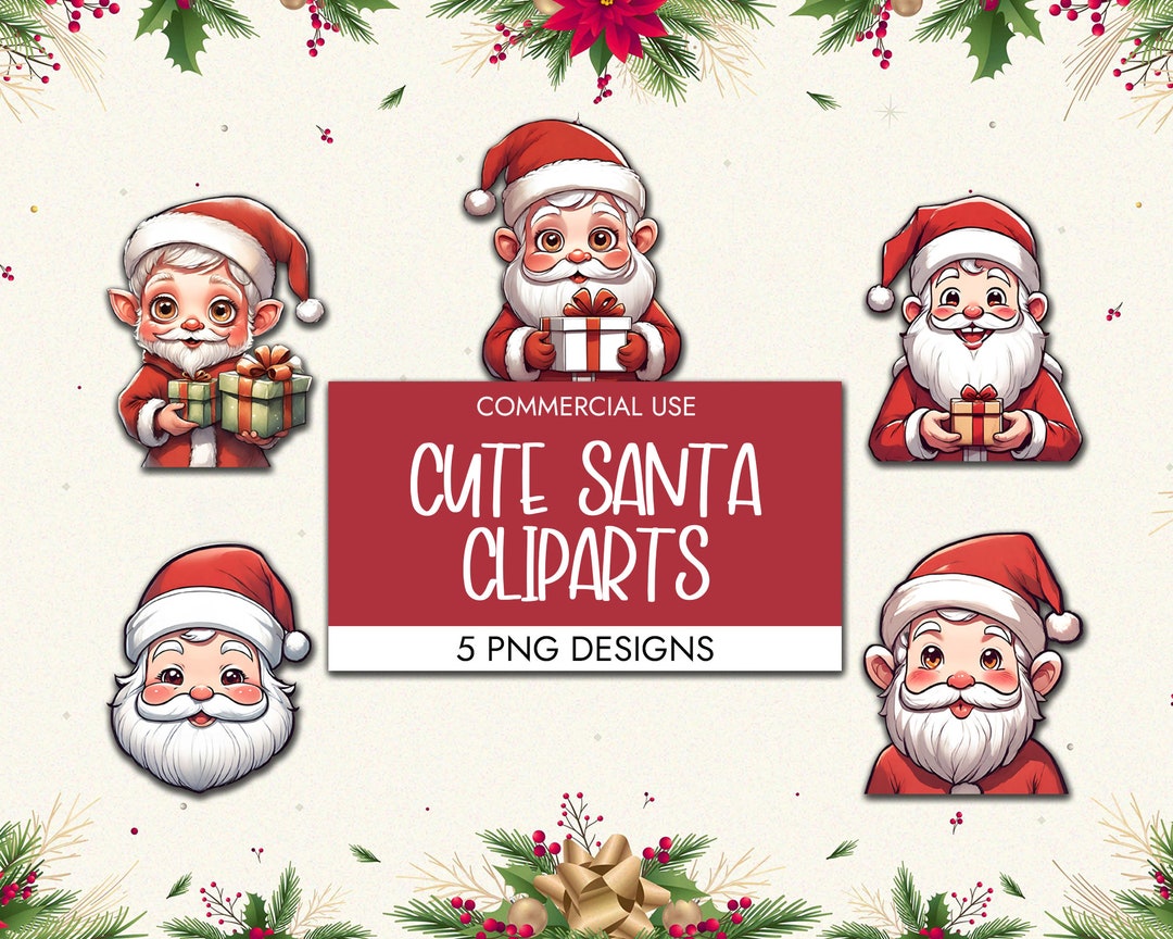 Cute Santa Clipart Santa Claus Cute Santa Clause Printable - Etsy