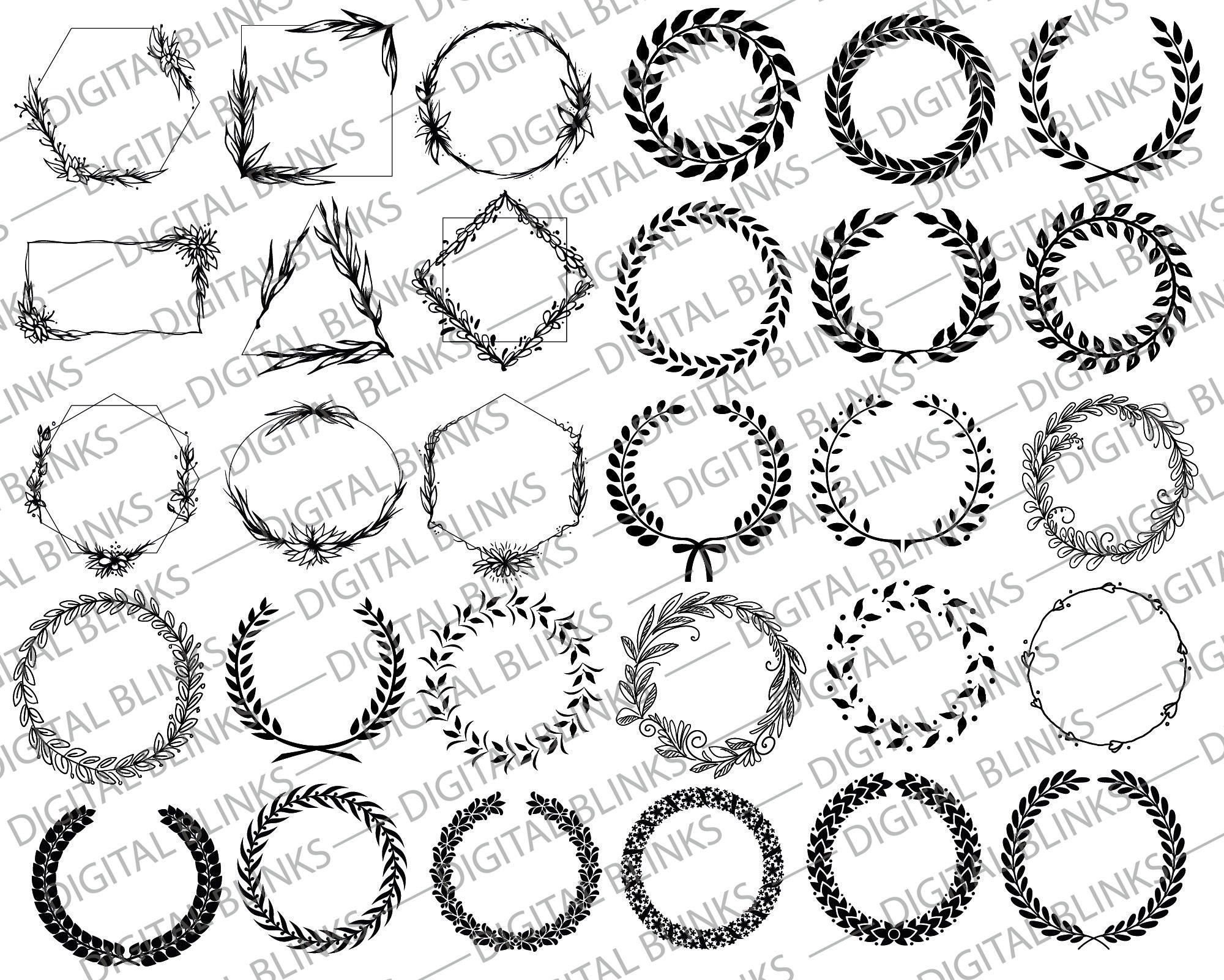 Wreath SVG Bundle Circle SVG Bundle Floral Wreath Svg Heart - Etsy