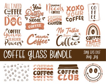 Paquete de lata de vidrio de café, svg de envoltura de vidrio de lata, envoltura de vidrio de café svg, lata de vidrio de 16 oz svg, archivos svg para Cricut