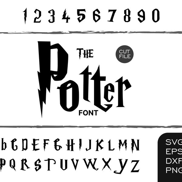 The Potter Font SVG, Wizard Potter Svg, Png, Eps, Magic Font, Potter Alphabet Svg, Font Wizard, Font for Cricut Svg,