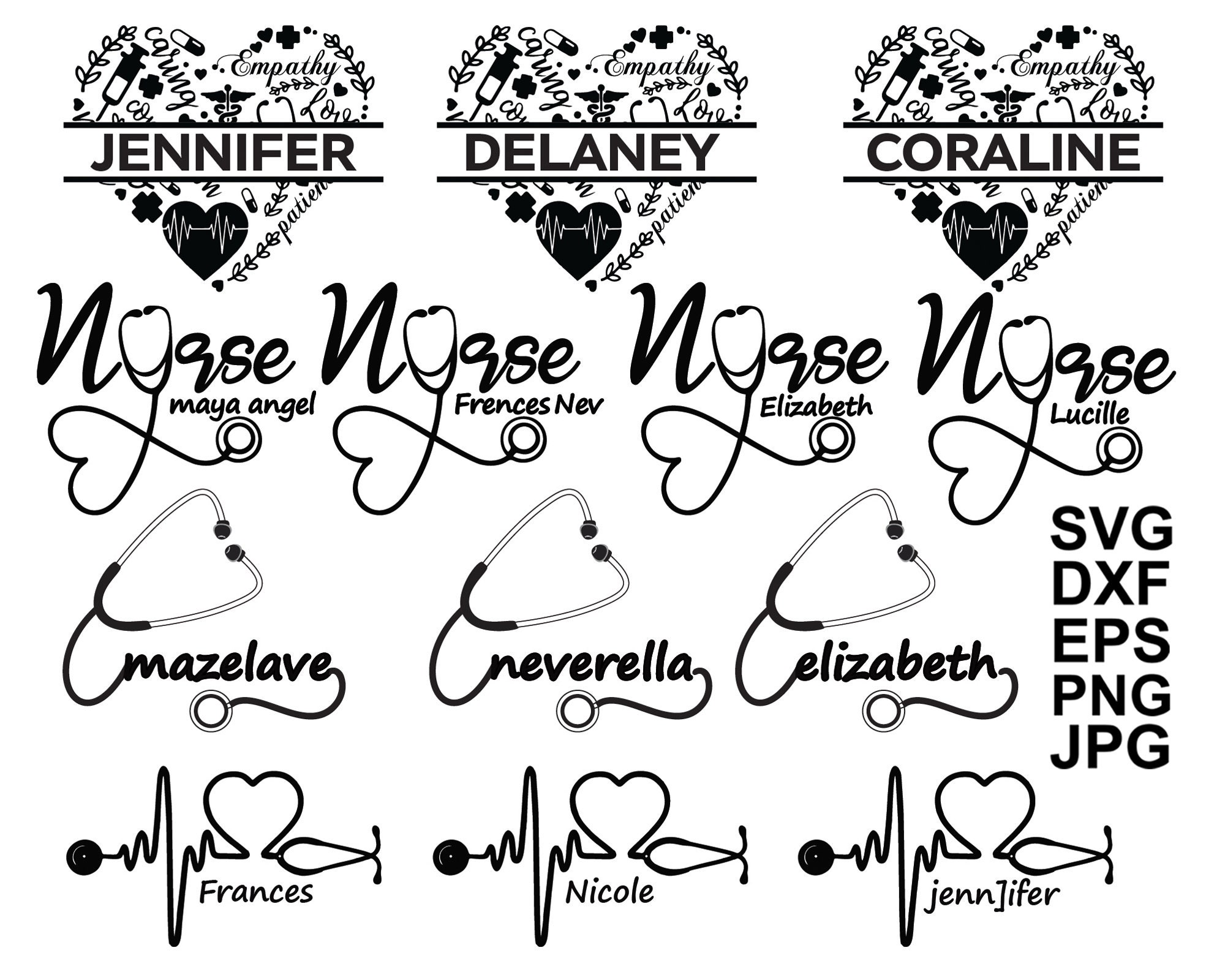 Nurse SVG Bundle Stethoscope Svg Nurse Monogram Nursing Etsy UK