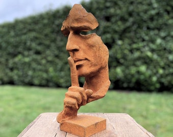 Modern bust - "Silence" - Cast iron sculpture