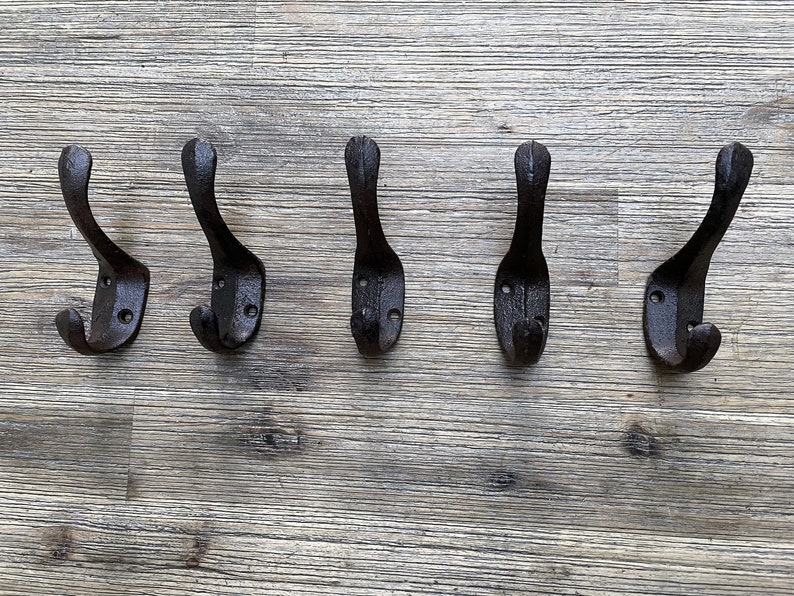 5x Cast iron coat hook Rustic Flat 5 pieces image 3