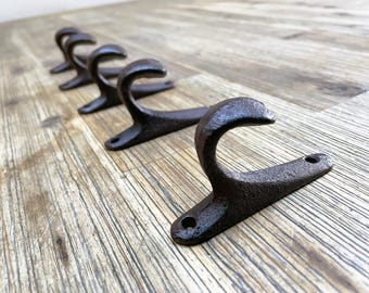 5x Cast iron coat hooks - Rustic - Wave